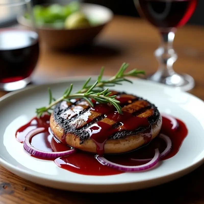 Bistec Enriquecido con Hongo Portobello y Salsa de Vino Tinto: Receta Argentina Sin Carne