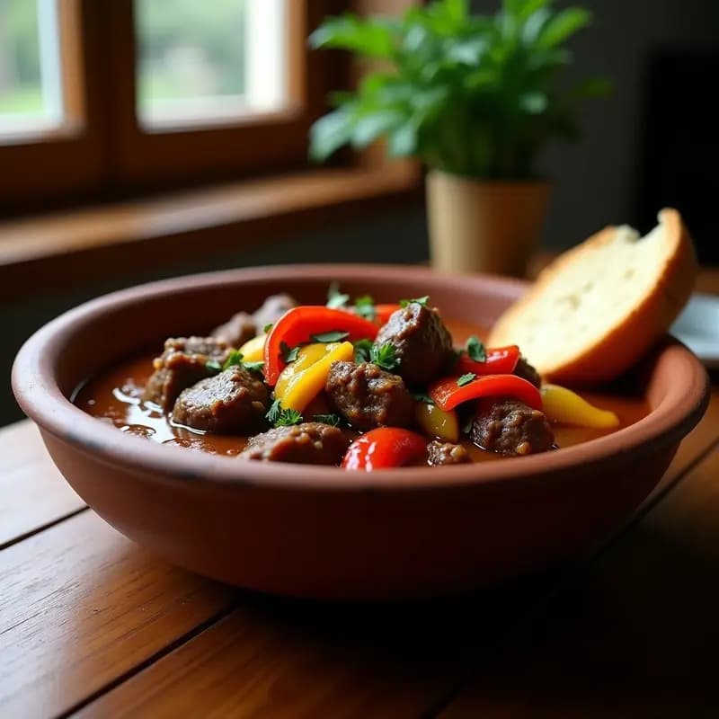 Bištrica de Cordero con Pimientos Asados: Guiso Croata en Olla Lenta