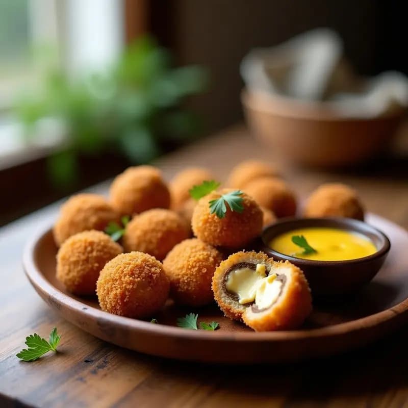 Bitterballen de Champiñones y Queso de Anacardos: Aperitivo Holandés Vegano en Airfryer