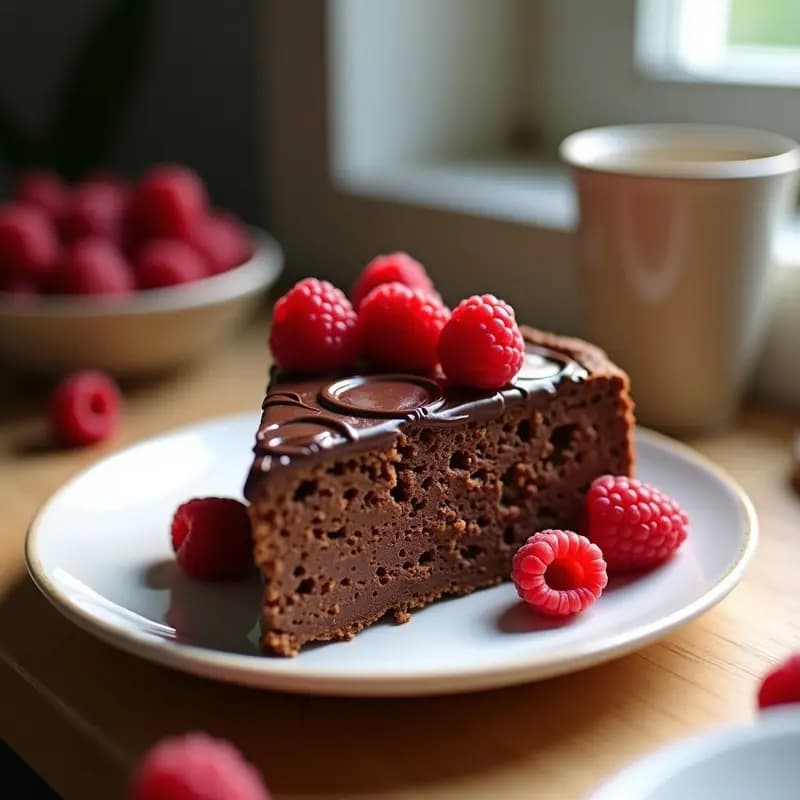 Biscocho de Harina de Garbanzo y Chocolate Negro con Frambuesas: Desayuno Sin Gluten y Vegano
