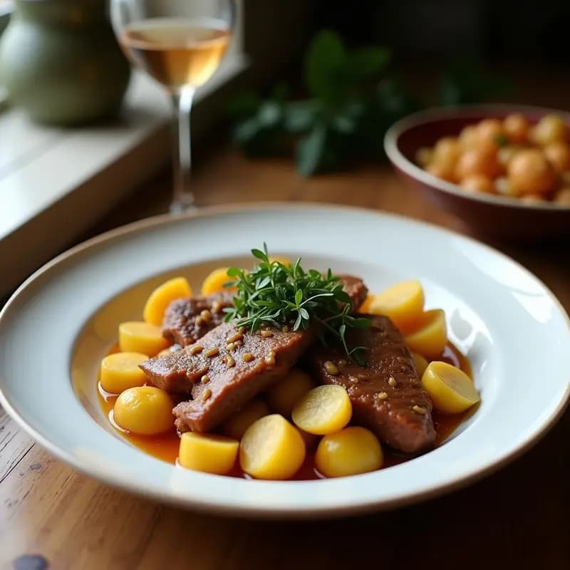 BJORN de Cordero Islandés: Estofado Nórdico con Patatas y Hierbas Silvestres en Olla de Hierro