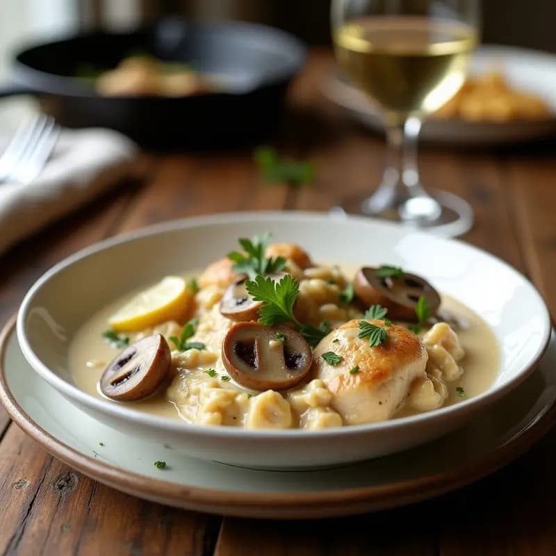 Blanquette de Poulet y Champiñones: Receta Francesa en Sartén Antiadherente