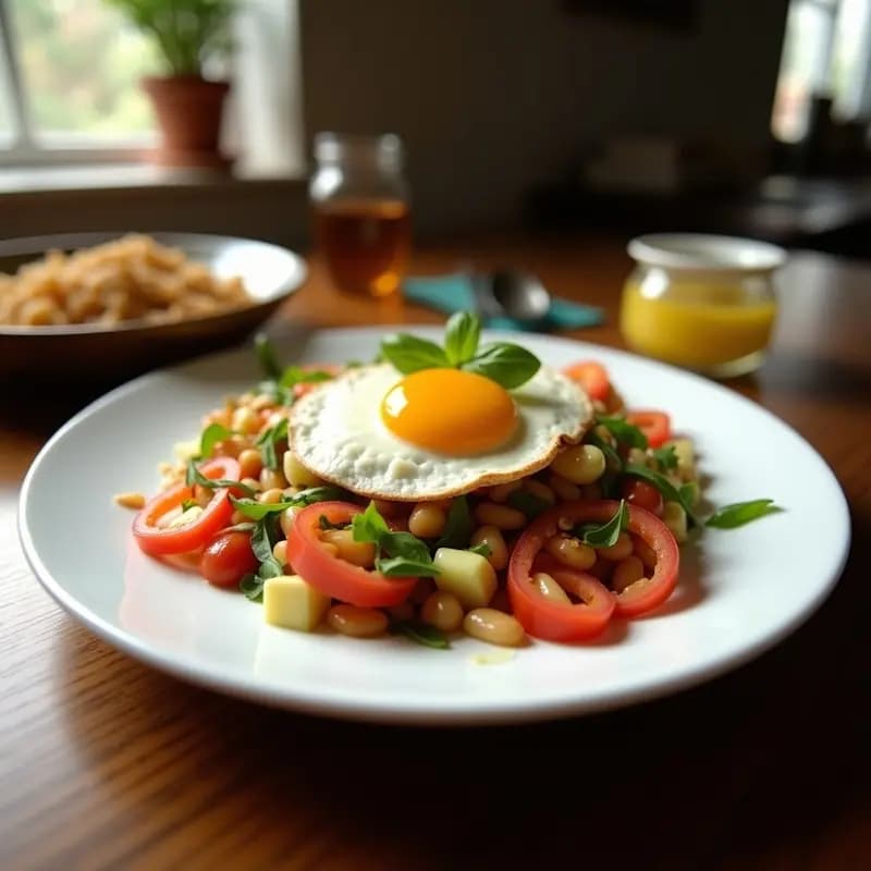 Blegt Salat con Huevo Duro y Vinagreta de Zumak: Ensalada Iraquí Proteica
