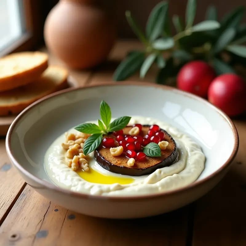 Bλήta Meze de Berenjena Asada y Yogur Griego: Entrante Chipriota Sin Gluten