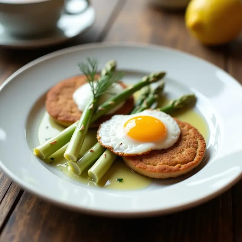 B льini de Espárragos Blancos y Huevos Poché: Receta Rusa Elegante y Baja en Calorías