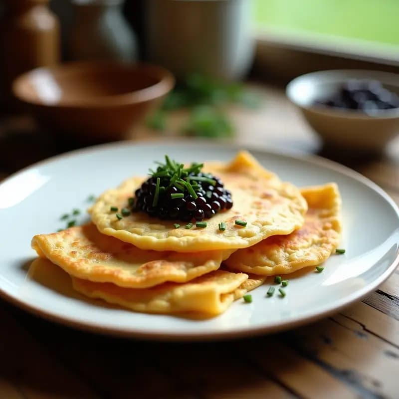 Bлина Russki con Caviar de Berenjena: Crepes Rusos Salados Veganos