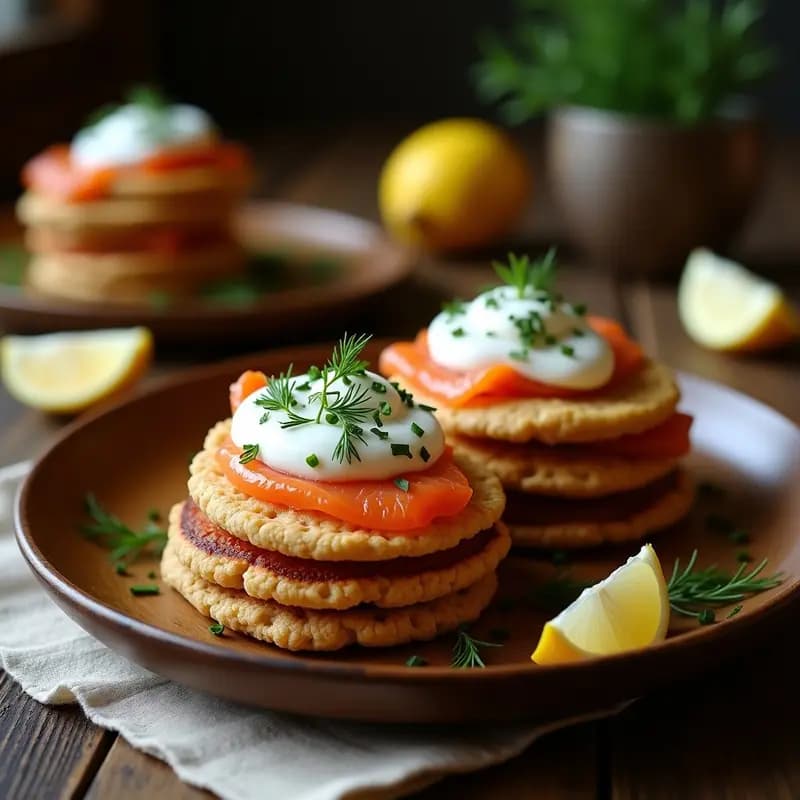 Blini de Trigo Sarraceno y Salmón Ahumado: Aperitivo Ruso con Crema Agria