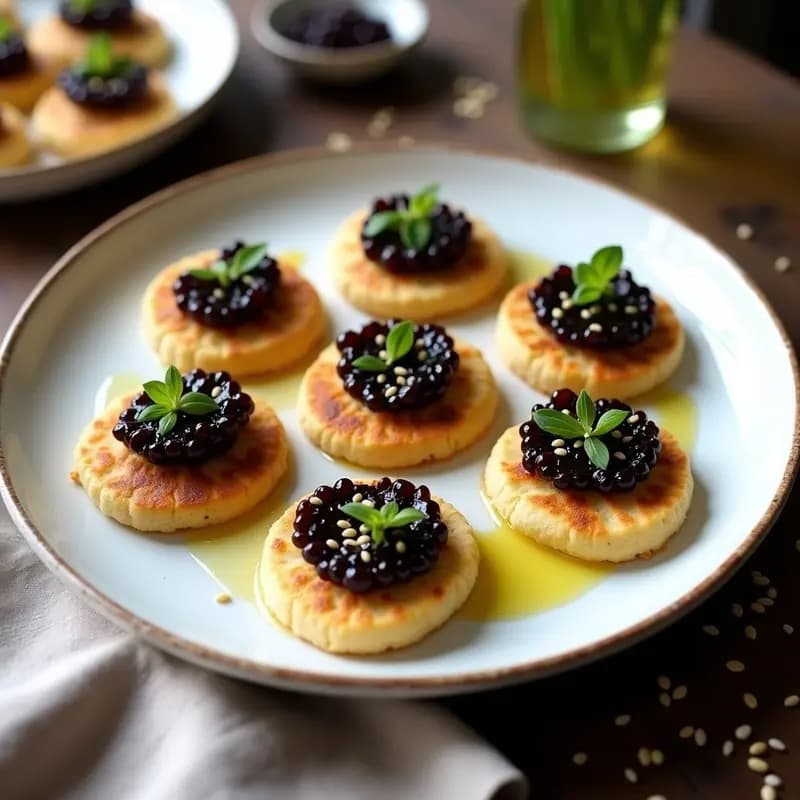 Blinis de Alforfón con Caviar de Berenjena y Ceolla: Entrante Ucraniano Sin Gluten
