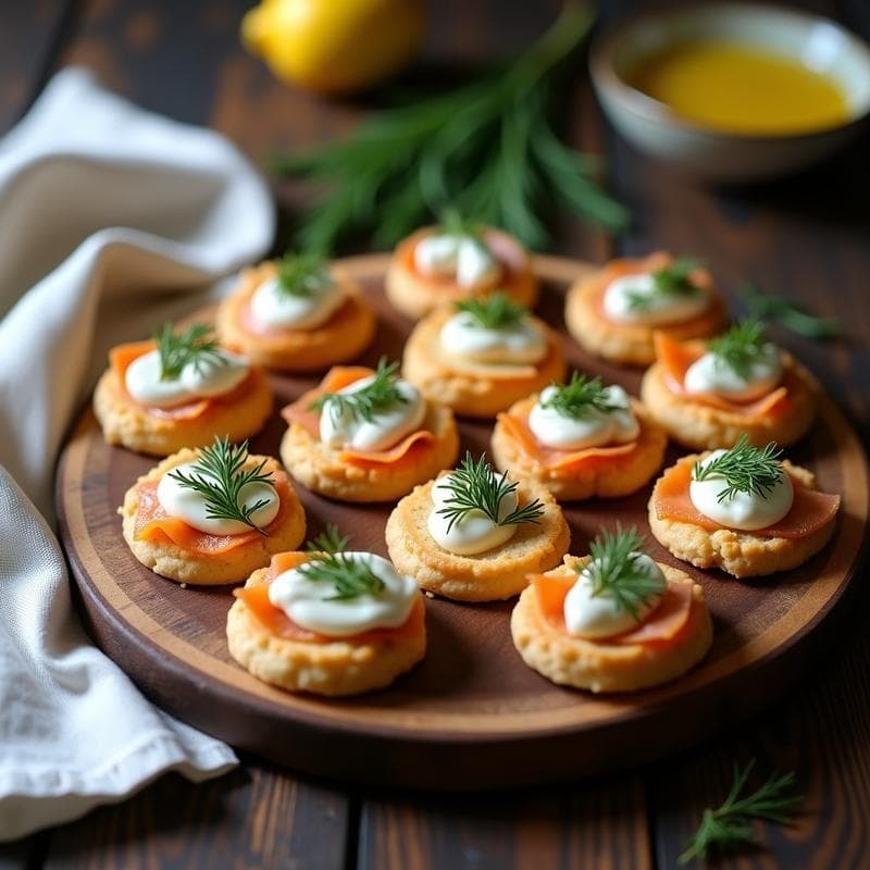 Blinis de Harina de Almendra con Cavalá y Crema de Eneldo: Aperitivo Ruso Keto