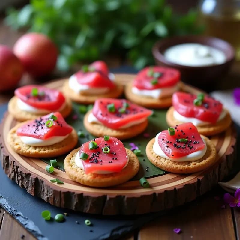 Blinis de Almendra y Salmón de Remolacha: Aperitivo Ruso Sin Harina y Vegano