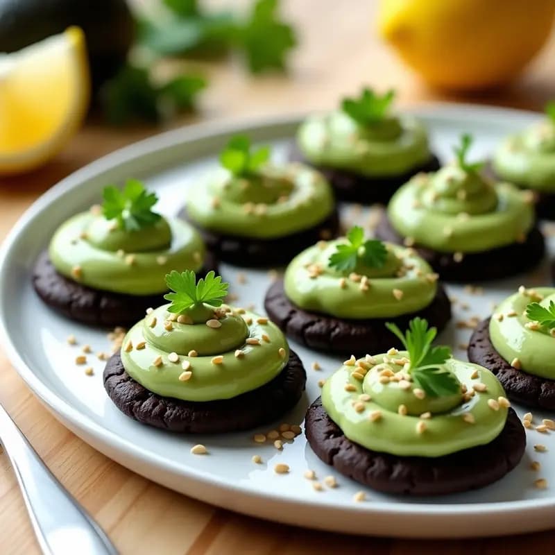 Blinis de Alubias Negras y Crema de Aguacate: Aperitivo Rusa Vegano Sin Horno