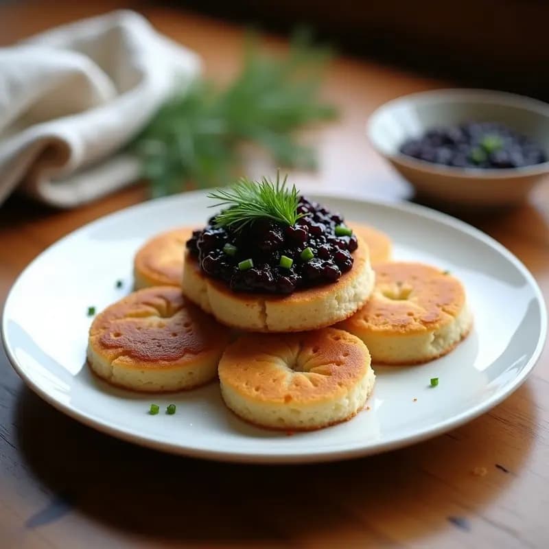 Blinis de Avena y Semillas de Lino: Desayuno Ruso Keto con Caviar de Berenjena