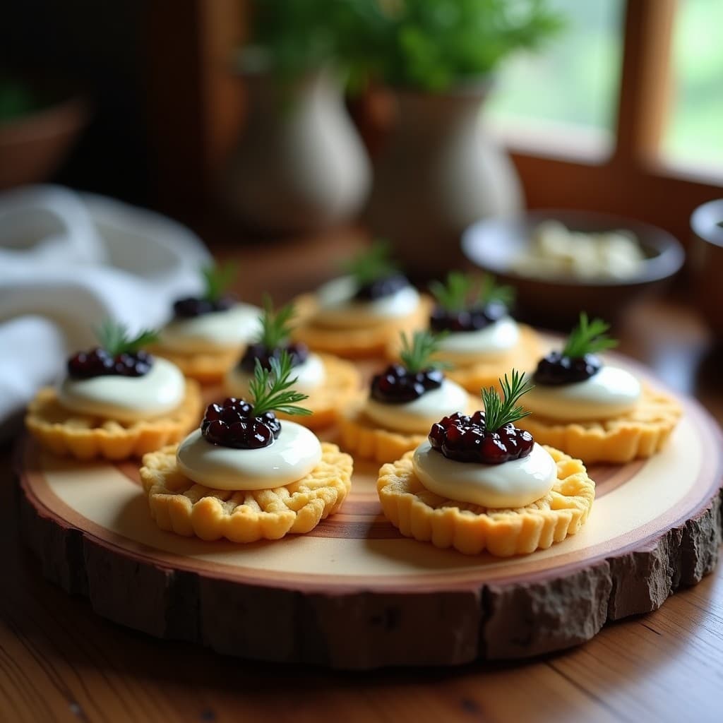 Blinis de Coliflor con Caviar de Berenjena y Crema de Anacardos: Entrante Ruso Vegano