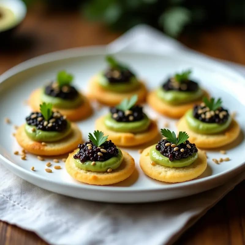 Blinis Rusos con Crema de Aguacate y Caviar de Berenjena: Entrante Elegante Sin Gluten