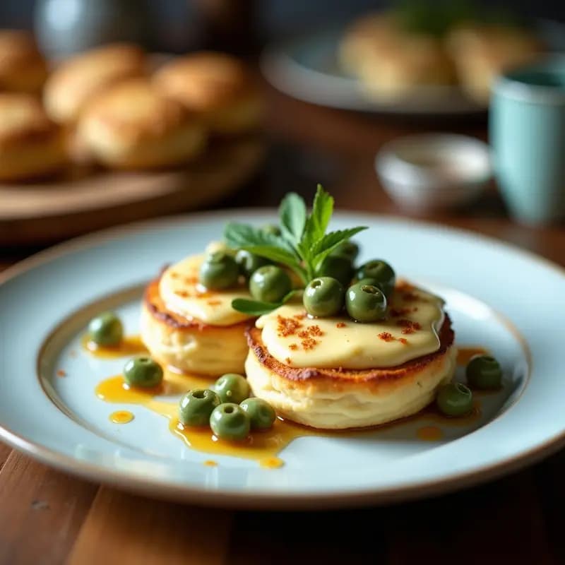 B linis con Crema de Queso Azul y Peras Caramelizadas: Entrante Francés Elegante y Sin Gluten