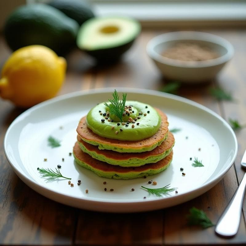 Blinis de Espirulina y Semillas de Lino: Aperitivo Ruso Vegano con Crema de Aguacate