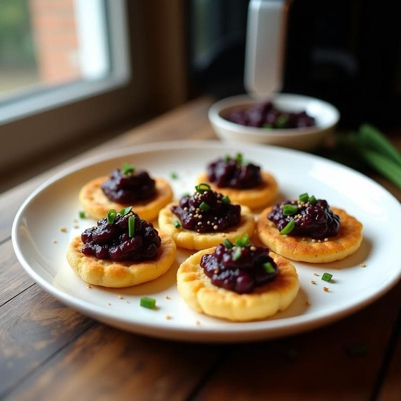 Blinis de Harina de Garbanzo con Caviar de Berenjena: Receta Rusa Vegana en Airfryer