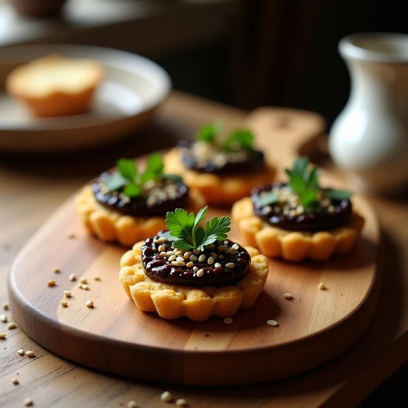 Blinis de Garbanzo con Caviar de Berenjena Ahumada: Aperitivo Ruso-Vegano Sin Gluten