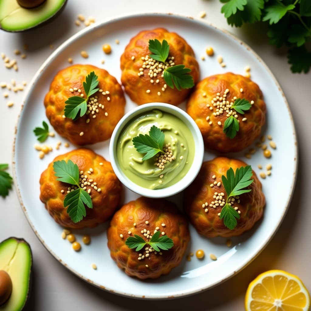 Blinis de Garbanzo y Espinaca: Aperitivo Crudivegano con Dip de Aguacate y Limón
