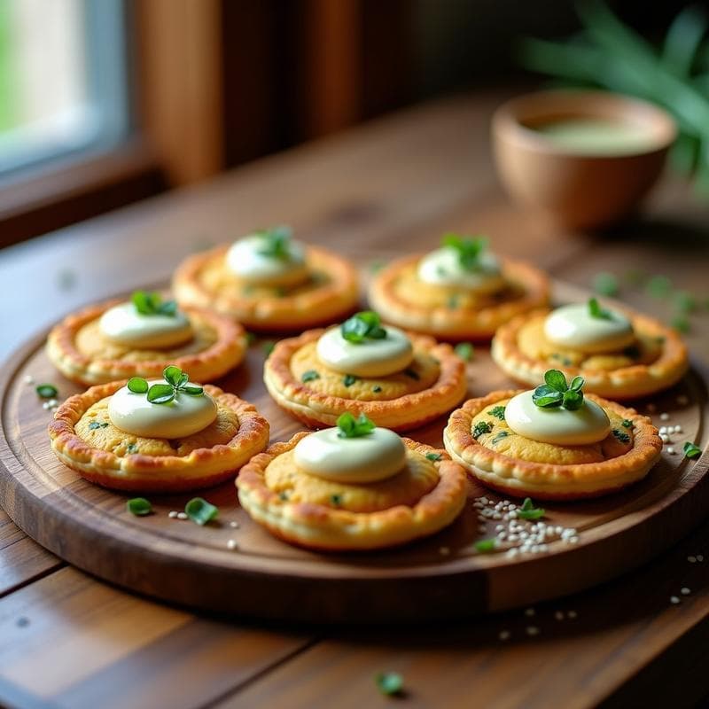 Blinis de Garbanzo y Espinacas con Crema de Anacardos: Aperitivo Vegano en Airfryer