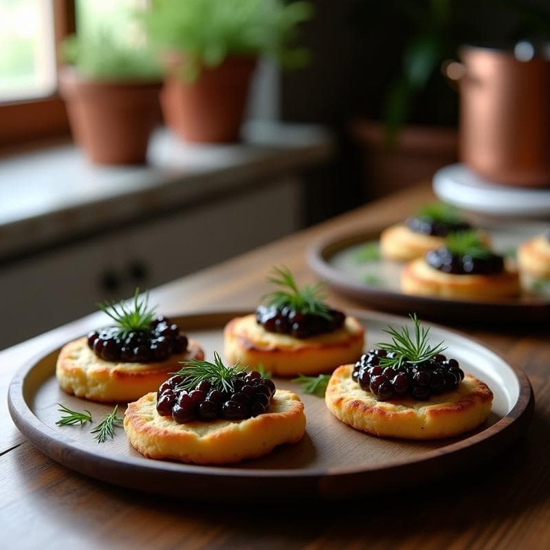 Blinis de Harina de Almendra y Caviar de Berenjena: Entrante Ruso Keto en 15 Minutos