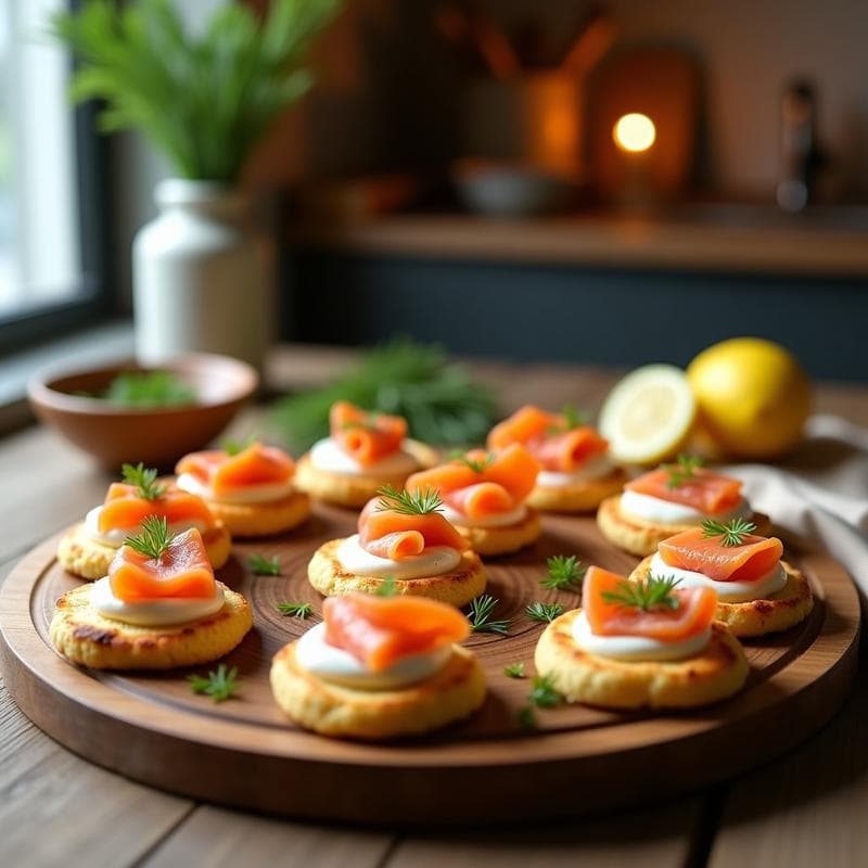 Blinis de Harina de Guisante y Salmón Ahumado: Aperitivo Ruso Keto en Airfryer