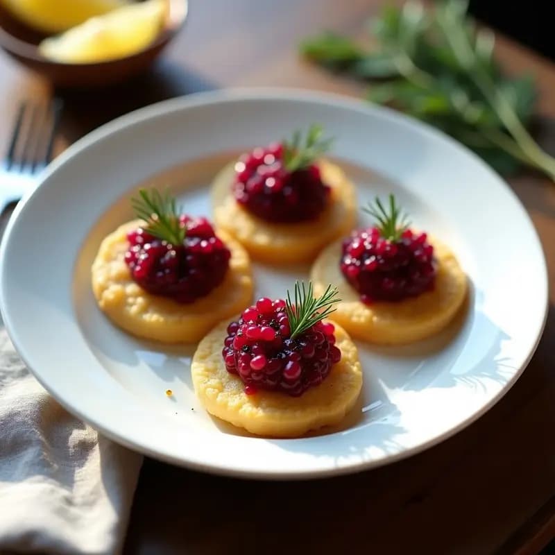 Blinis de Patata y Caviar de Remolacha: Canapés Rusos Veganos con Toque Elegante