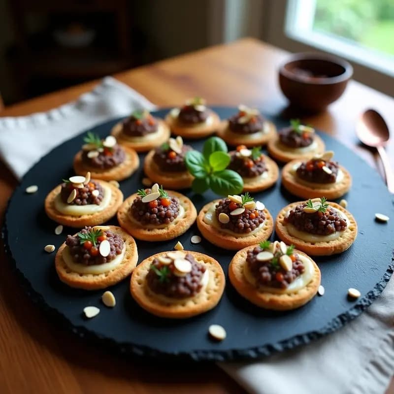 Blinis Rusos de Trigo Sarraceno con Caviar de Berenjena: Entrante Tradicional Vegano