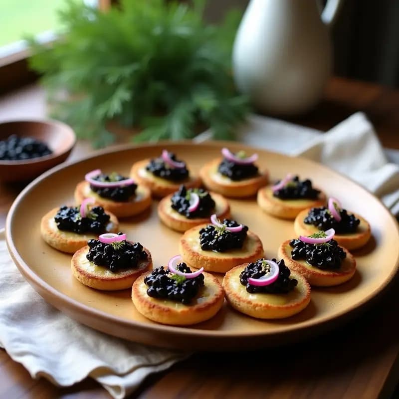 Blinis de Trigo Sarraceno con Caviar de Berge: Receta Rusa Vegana y Gourmet