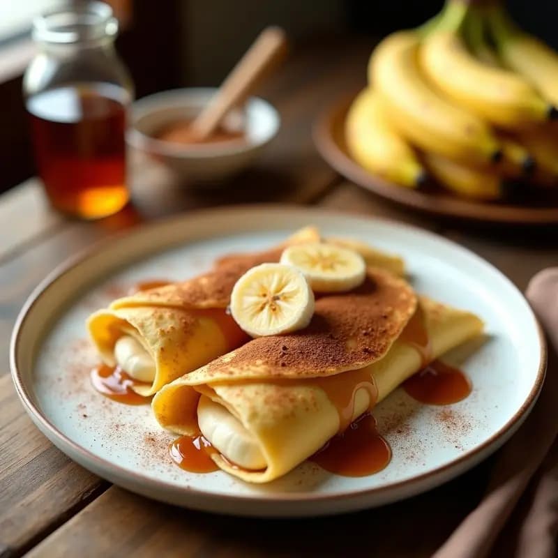 Blintzes de Plátano y Canela: Crepes judíos rellenos sin lactosa y veganos