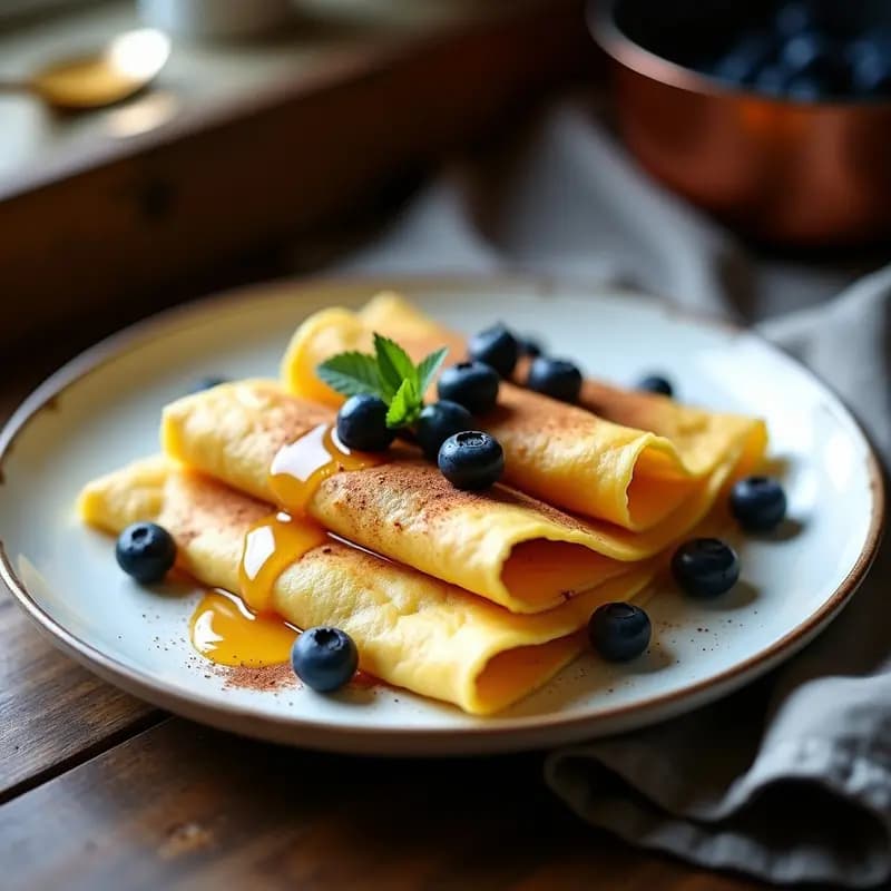 Blintzes de Queso de Requesón y Arándanos: Crepes Judíos Dulces para el Desayuno