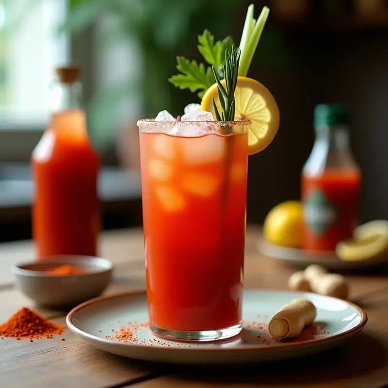 Bloody Mary Vegana con Zumo de Tomate Ahumado y Especias: Bebida Picante y Detox para Brunch