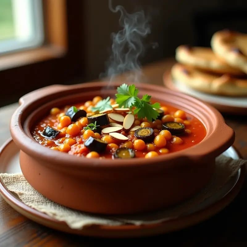Bnihin Vegetariano con Berenjena y Garbanzos: Estofado Tunecino Picante y Sin Carne
