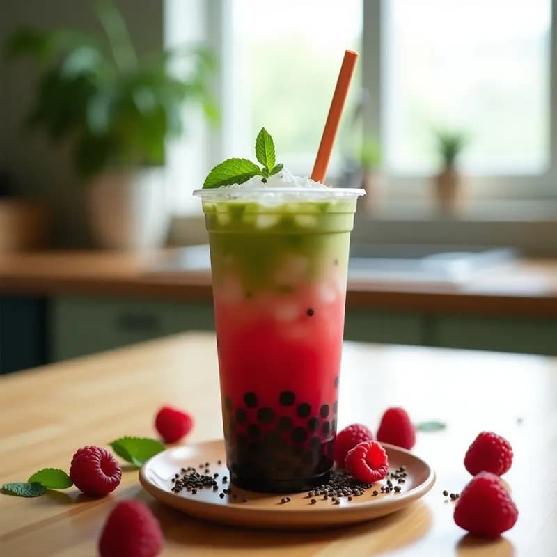 Boba Tea de Frutos Rojos y Té Verde: Bebida Taiwanesas Viral y Refrescante