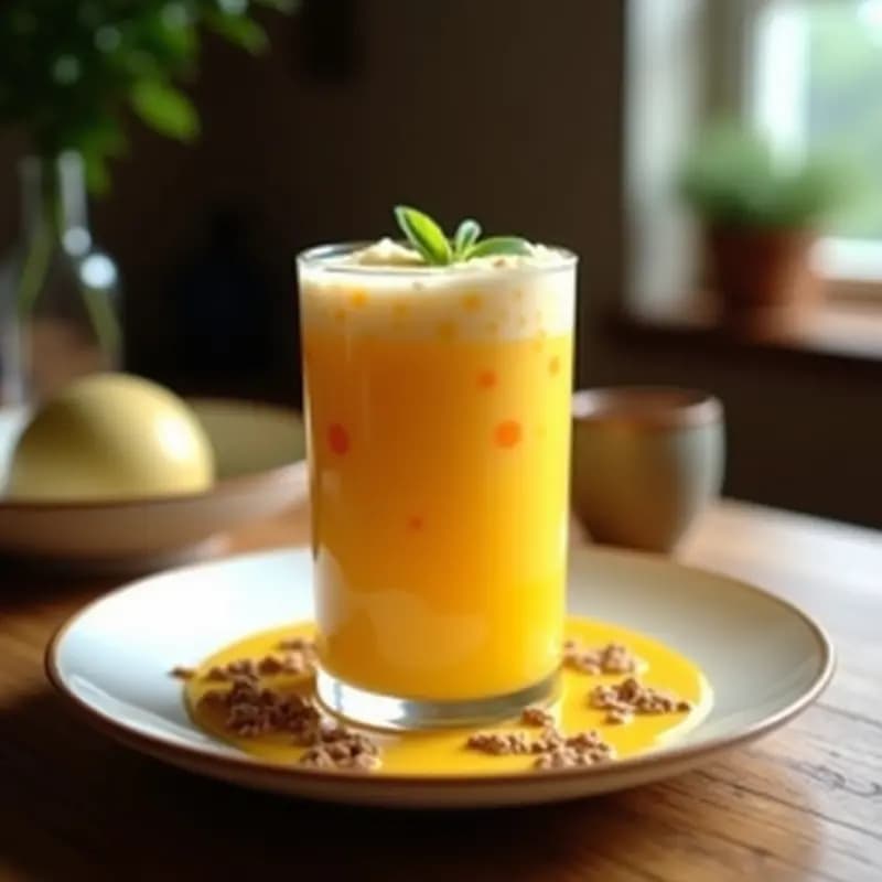 Boba Tea de Mango y Leche de Coco: Bebida Taiwaneamente Refrescante y Dulce