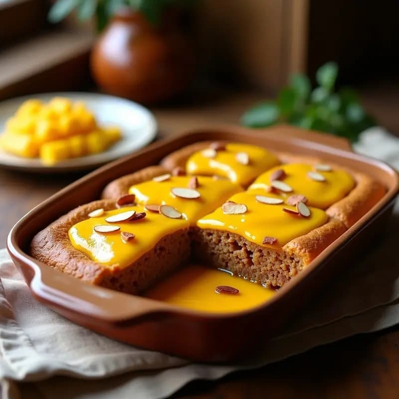Bobotie de Cordero con Salsa de Mango: Pastel Sudafricano de Especias y Frutas