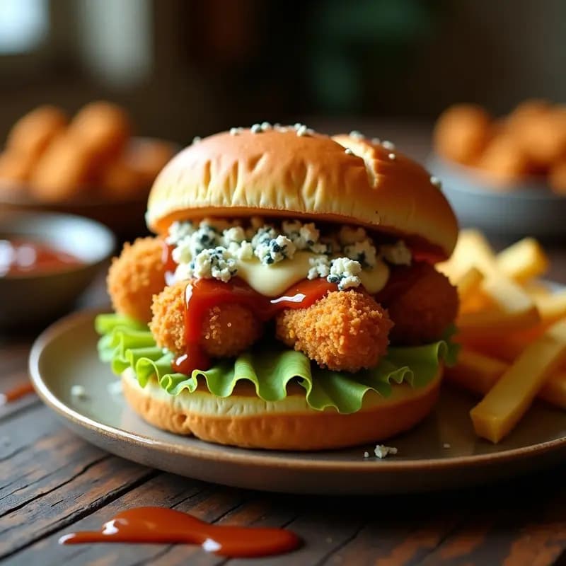 Bocadillo de Nuggets Crujientes con Queso Azul y Salsa Barbacoa: Receta Fast Food en 15 Minutos