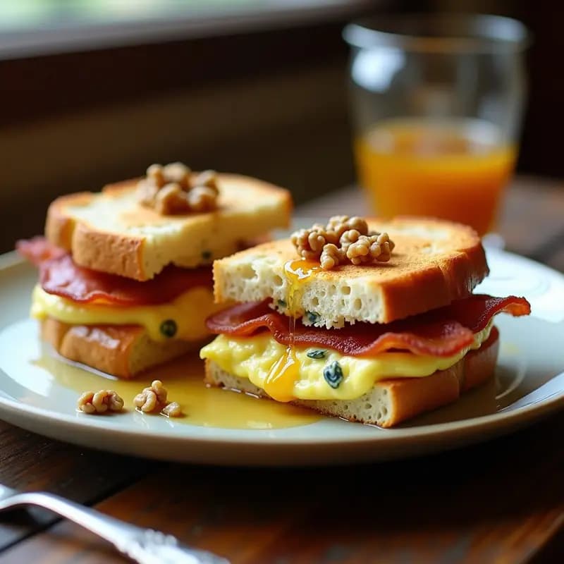 Bocadillo Crujiente de Queso Azul, Bacon y Miel: Receta Rápida para Antojos Intensos