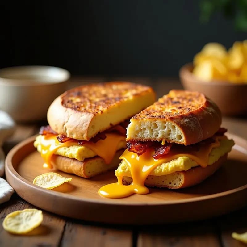 Bocadillo de Tortilla de Patata con Bacon y Queso: Receta Ultra Crujiente en 15 Minutos