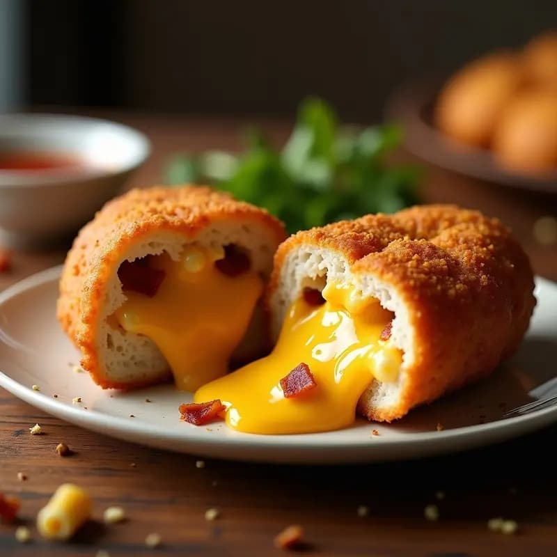 Bocadillo Frito Relleno de Mac and Cheese y Bacon: Receta Ultra Crujiente en 20 Minutos