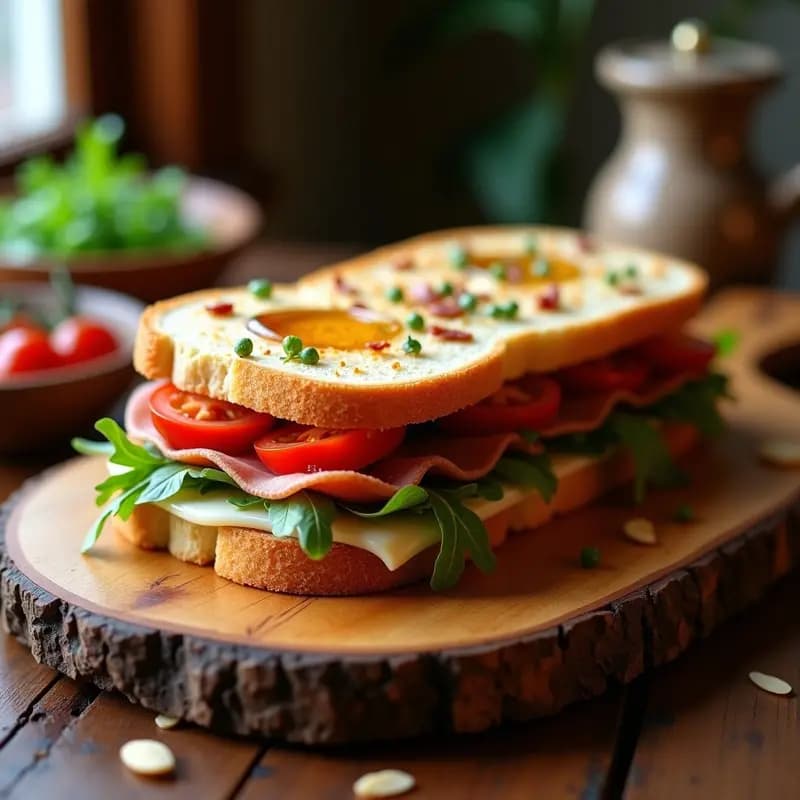 Barcelona Sandwich de Jamón Serrano y Queso Manchego: Bocadillo Español de Alta Gama
