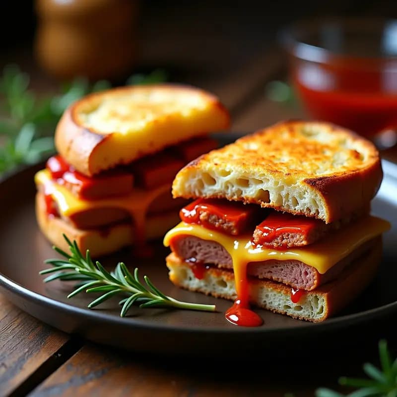 Bocadillo de Lomo Adobado, Queso Manchego y Mermelada de Pimiento Choricero: Sabores Intensos en un Solo Bocado