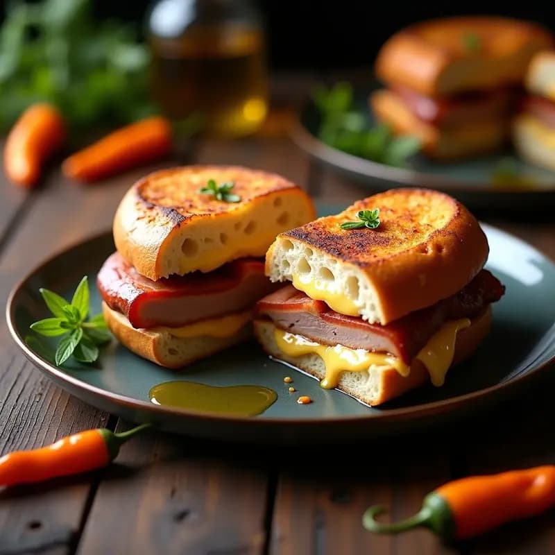 Bocadillo de Lomo a la Plancha con Queso Fundido y Pimientos Asados: Receta Española Contundente