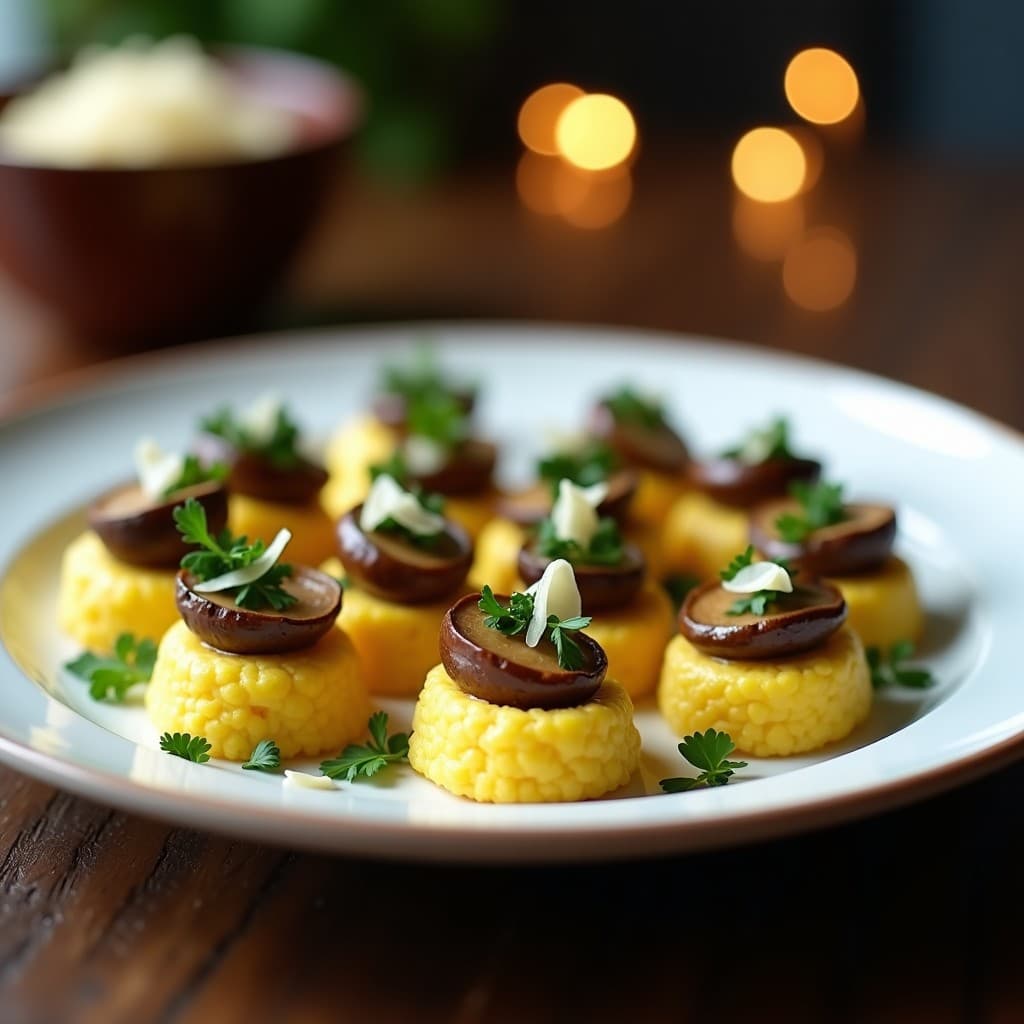 Bocaditos de Polenta y Champiñones al Microondas: Aperitivo Rápido y Sin Gluten