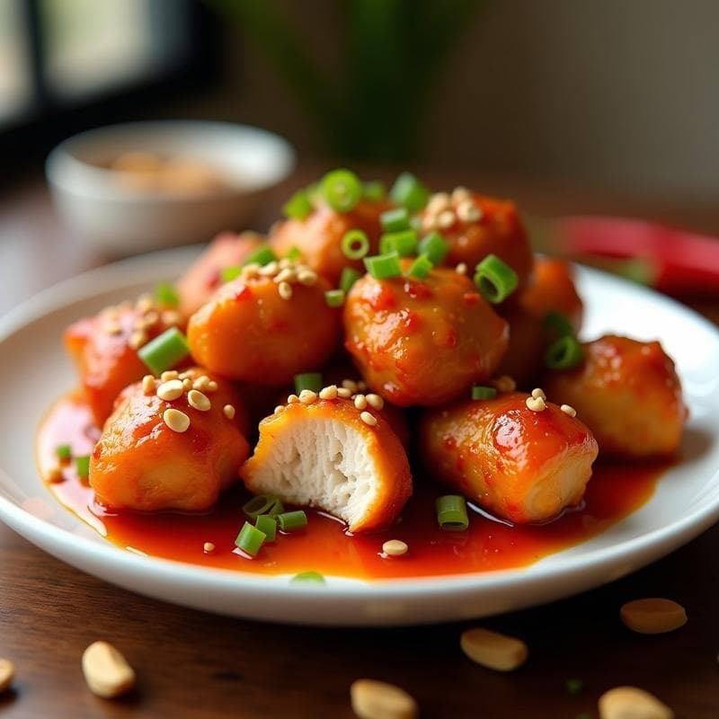 Bocaditos de Pollo al Szechuan con Cacahuetes y Chile: Receta China Picante en Airfryer
