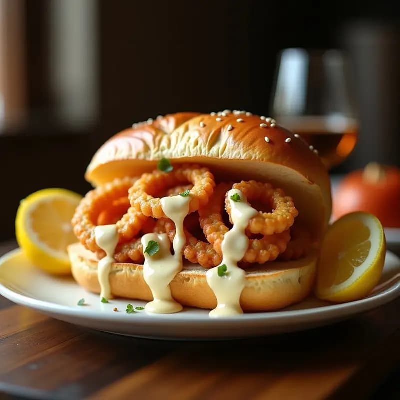 Bocata de Calamares a la Romana con Alioli y Limón: Versión XXL con Pan Brioche