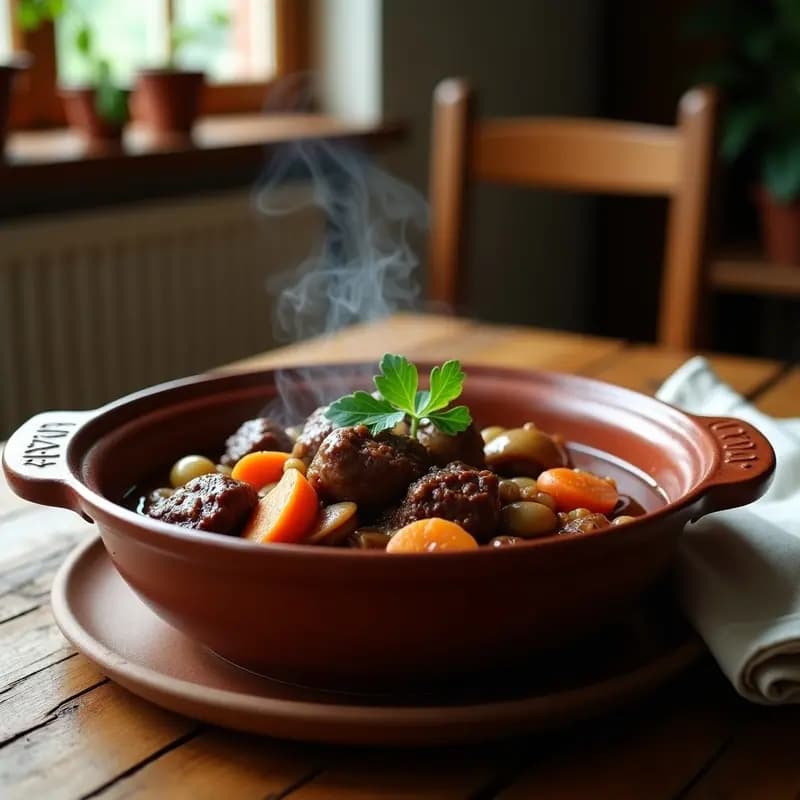 Bœuf Bourguignon Francés con Hongos y Cebollitas Perlitas: Receta Clásica en Olla Exprés