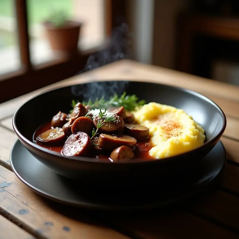 Bœuf Bourguignon con Champiñones Portobello y Puré de Coliflor: Receta Francesa Baja en Carbohidratos