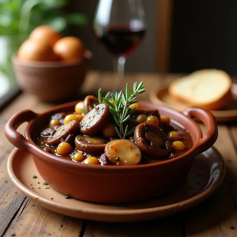 Bœuf Bourguignon de Portobello: Versión Francesa Vegana con Sabor Profundo