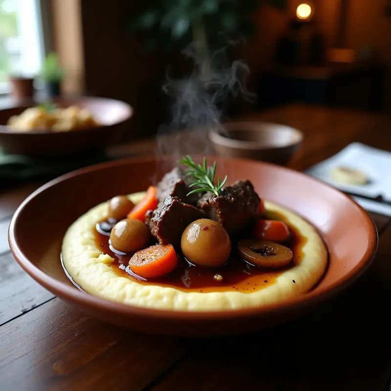 Boeuf Bourguignon con Puré de Apio Nabo: Receta Francesa Tradicional y Reconfortante